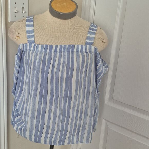 Vince Camuto Blue and White Striped Top - Picture 3 of 16